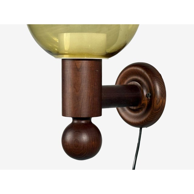 1960s Luxus Vittsjö, Impressive Wall Sconces, Dark Pine, Tinted Glass - Pair For Sale - Image 11 of 12