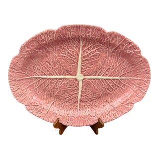 Vintage Bordallo Pinheiro Pink Cabbage 17" Oval Serving Platter For Sale