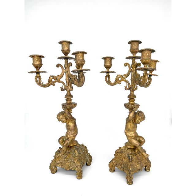 Pair of 19th Century French Gilt Bronze Candelabras Style of Victor Raulin For Sale - Image 12 of 12