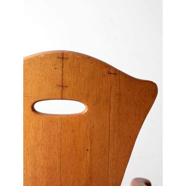 Antique Arts & Crafts Wood Armchair With Metal Seat For Sale - Image 14 of 18