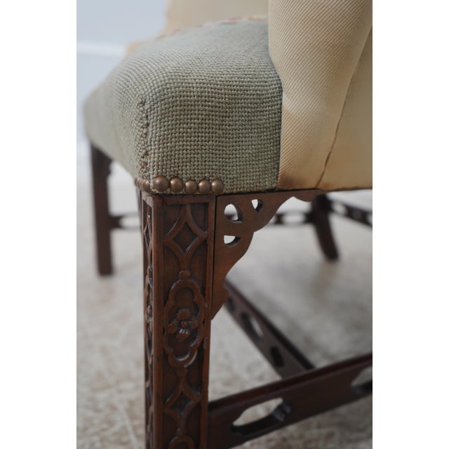 Antique Chippendale Mahogany Wing Chair W. Needlepoint For Sale - Image 16 of 18