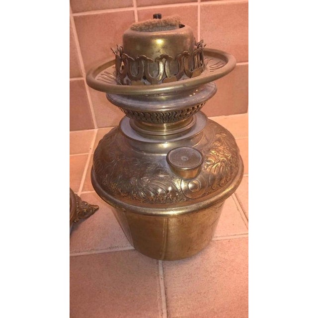 Victorian Porcelain Kerosene Lamp with Decorative Base, 1890s For Sale - Image 12 of 14