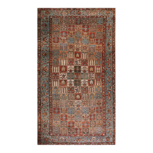 Remarkable Multicolor Ground Color With Iconic Garden Panel Design Antique Persian Bakhtiar Rug