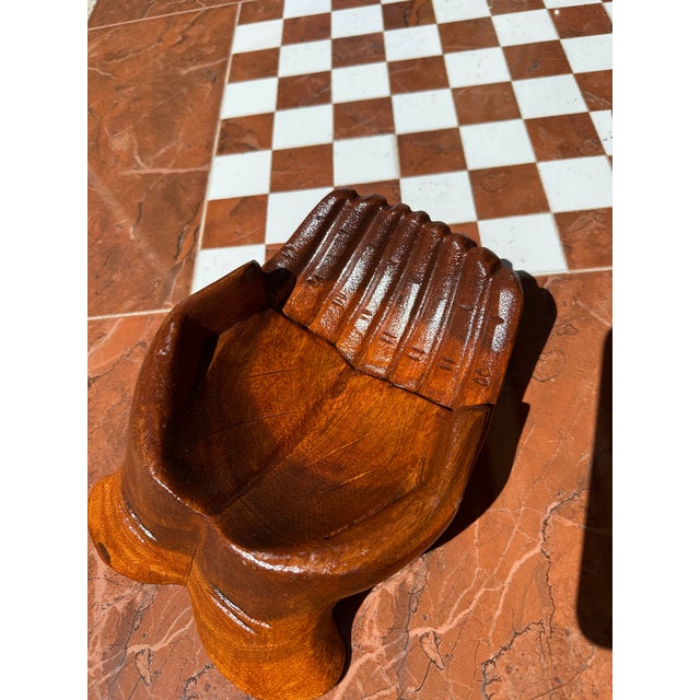 Up for consideration is a beautiful large wooden double hand bowl. This would look lovely in your home and is great find...