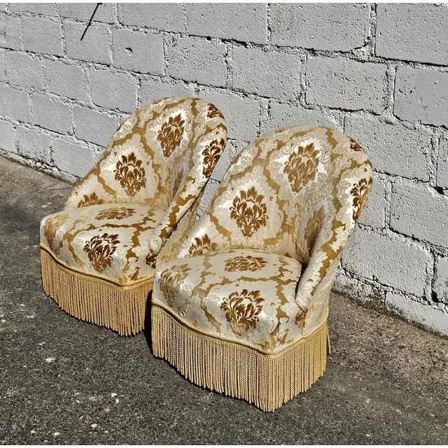 Baroque Vintage French Crapaud Chairs, 1950s, Set of 2 For Sale - Image 3 of 16