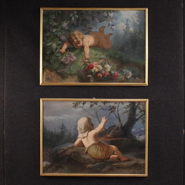 Italian painting from the late 19th/early 20th century. Oil on canvas, first canvas, artwork depicting a representation of...