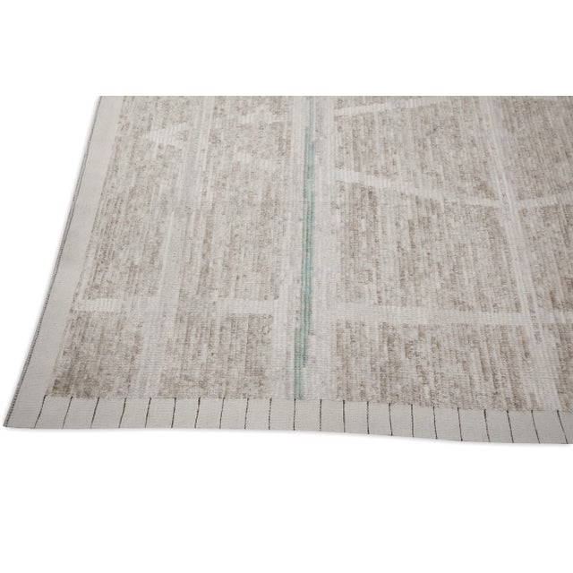 Modern Taupe Modern Handmade Wool Tulu Rug 9'7" X 14'2" For Sale - Image 3 of 7