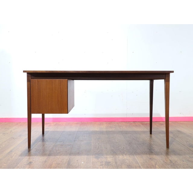 1960s Mid Century Modern Vintage Afromosia Teak Writing Office Desk For Sale In Greensboro - Image 6 of 15