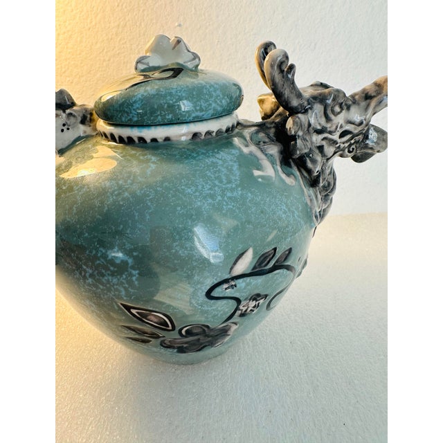 Blue Sky Ceramic Dragon Teapot – Sculptural Art Pottery by Heather Goldminc, Signed, 2013 For Sale - Image 4 of 11