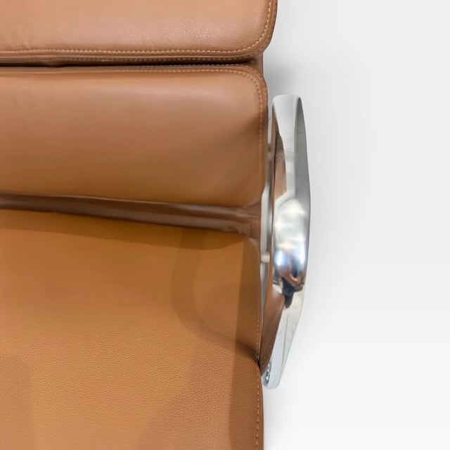 Brown Eames for Herman Miller Aluminum Group Soft Pad Management Chair - Brown Leather For Sale - Image 8 of 9