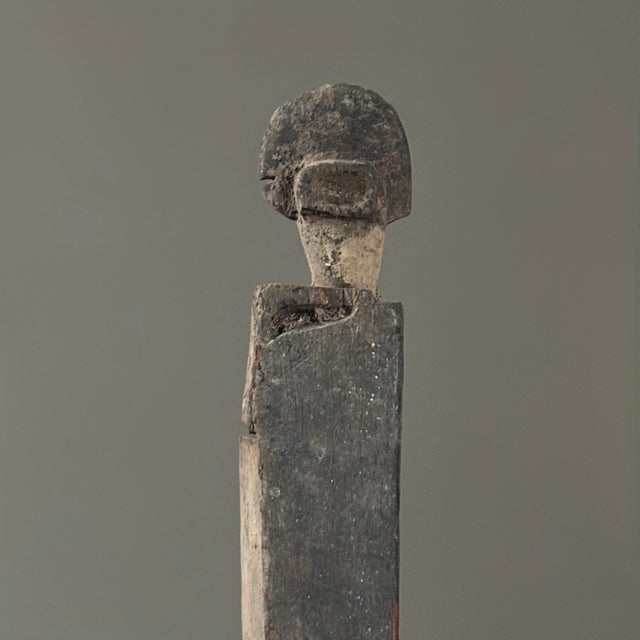 Antique Burkina Faso African Hand Carved Anthropomorphic Trough Sculpture on Custom Stand For Sale - Image 9 of 11