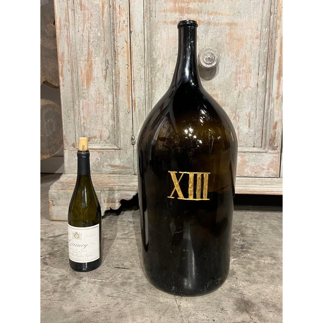 Brown Large Antique French Hand Blown and Painted Wine Bottle, Normandy, Circa 1880s For Sale - Image 8 of 8