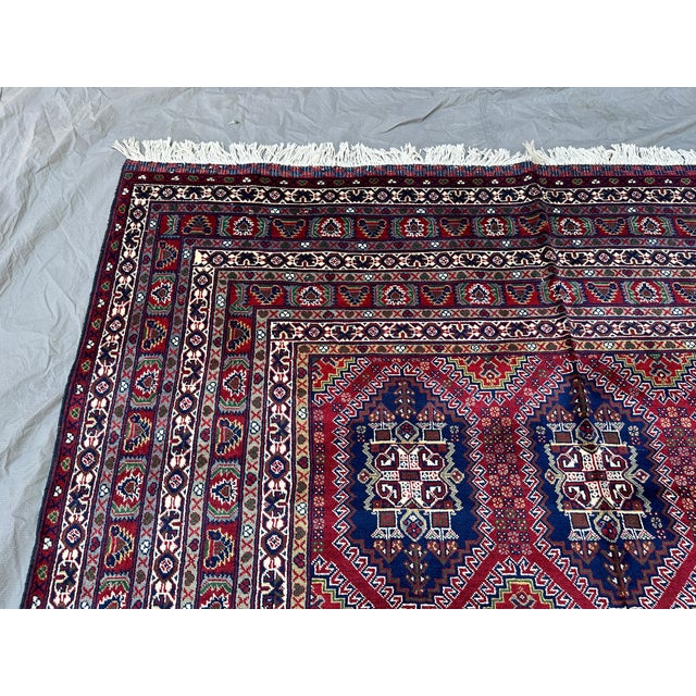 Red Afghan Ersari Hand-Knotted Wool Rug - 6'7" X 9'8" For Sale - Image 9 of 13