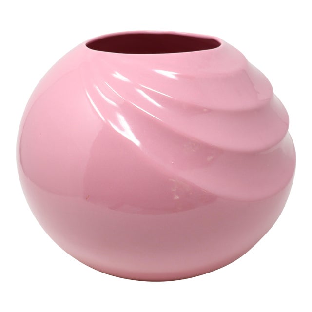 Vintage Large Haeger Pottery Pink Postmodern Sphere Vase For Sale