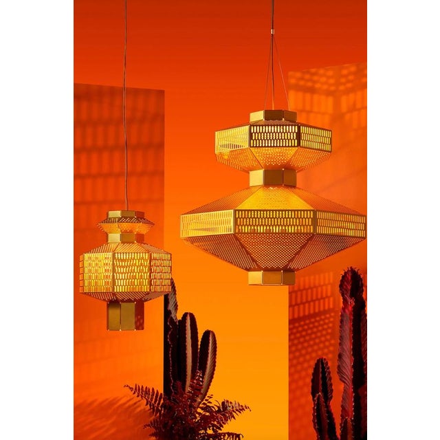 Jaime hayson set of two custem combination ma-rock t me golden ans me- rock t pe golden suspension lamp for parachilna...