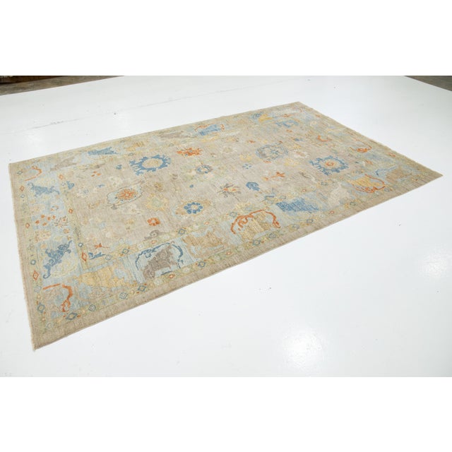 Contemporary Apadana's Contemporary Light Brown Sultanabad Wool Rug With Allover Design For Sale - Image 3 of 10