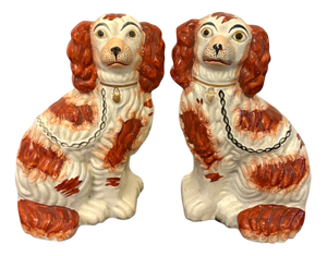 Antique Staffordshire Spaniel Dogs, 1860, Set of 2
