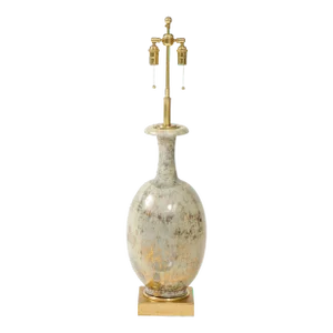 Large Marble Glazed Ceramic Lamp by Marbro Lamp Company