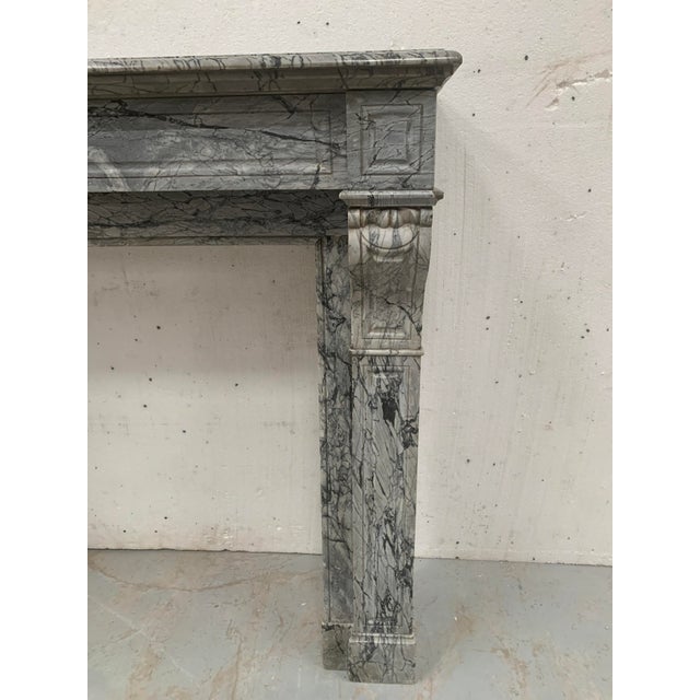 Stone Louis Philippe Style Fireplace in Bleu Turquin Marble, 1900s For Sale - Image 7 of 16