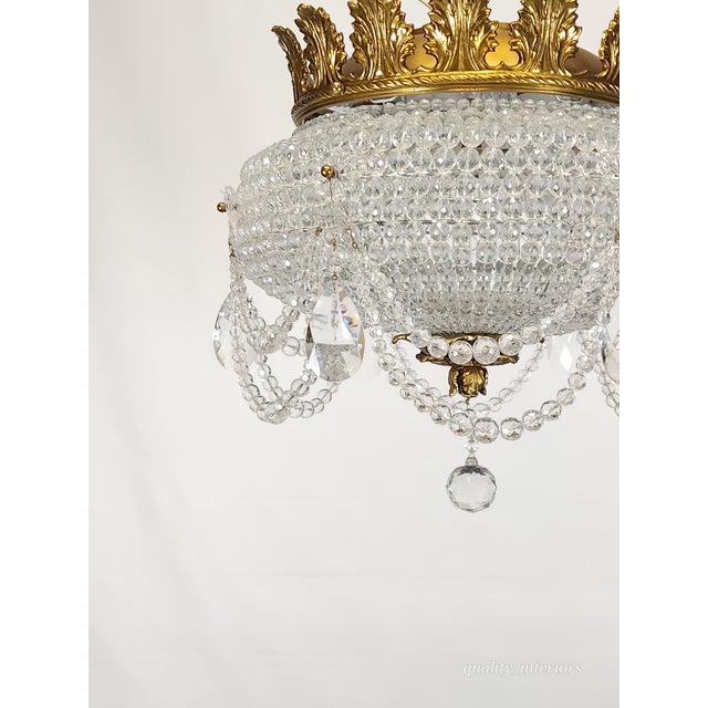Antique 6 Light Twinkling Beaded Flush Mounted Crystal Chandelier For Sale - Image 12 of 13
