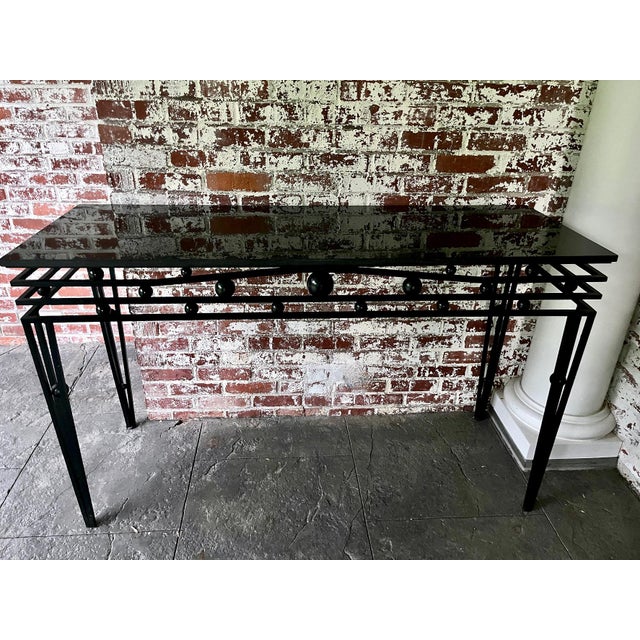 Vintage Custom Iron and Granite Console Table For Sale - Image 4 of 11