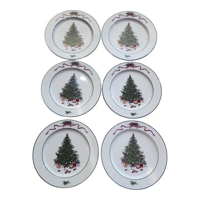 1992 O'Tannebaum Christmas Tree Dinner Plates - Set of 6 For Sale
