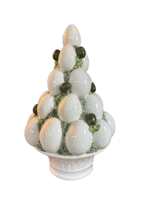 Vintage Italian Majolica Style Ceramic Egg Topiary Centerpiece