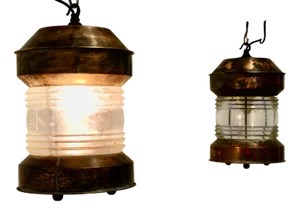 Copper Ships Mast Head Lights, 1940s, Set of 2