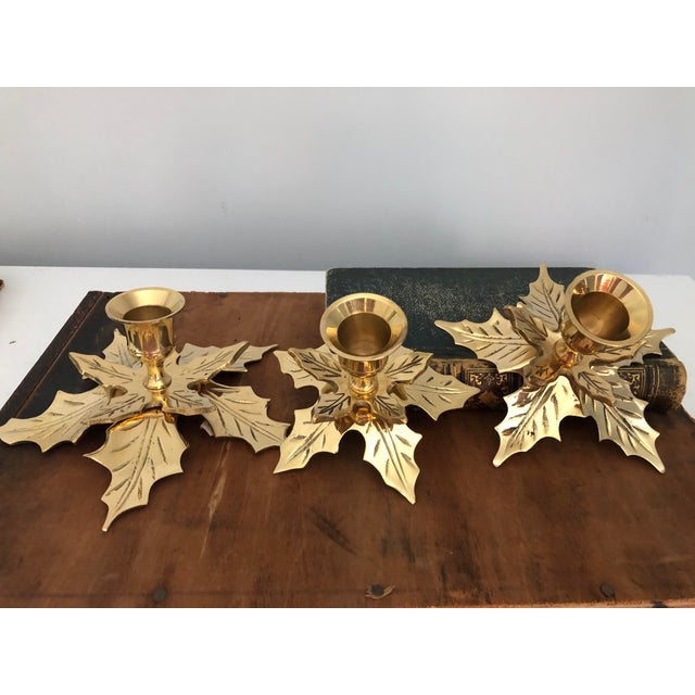 Brass Holly Candle Holders Set of 3 Chairish