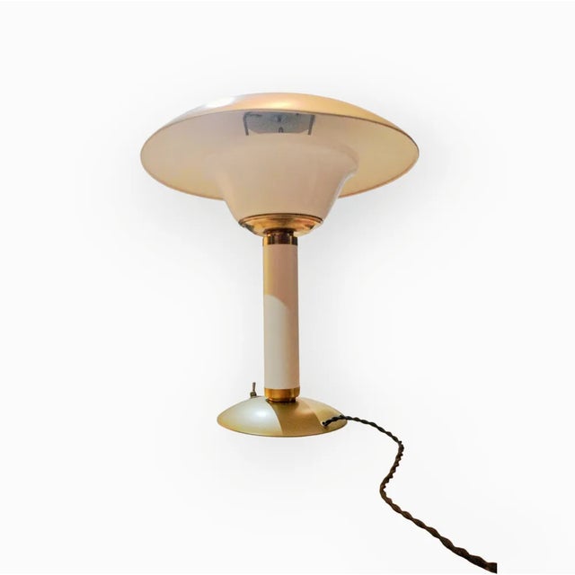 Original Jumo 350 iconic art deco table lamp France 1940 Plexiglas reflector Top and base in caramel tinted metal Shaft in...