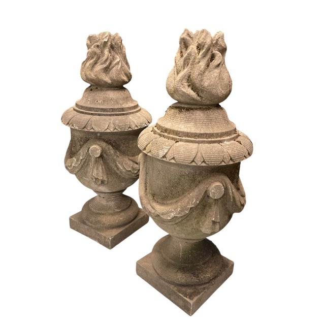 1970s A Pair of Vintage Hand-Carved Italian Granite Garden Finials For Sale - Image 5 of 9