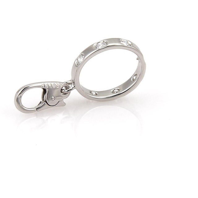 Contemporary Mid 20th Century Cartier Love 7 Diamond 18k White Gold Mini Ring Charm w/Paper For Sale - Image 3 of 5
