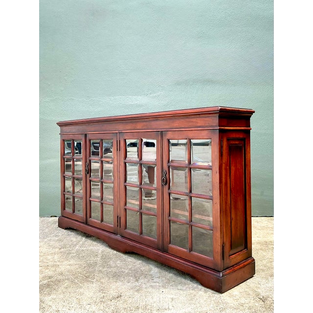 Vintage Beveled Glass Library Cabinet For Sale - Image 4 of 12