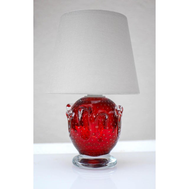 Bright Red Crystal Glass Lamp by Börne Augustsson for Åseda, Sweden For Sale - Image 16 of 16