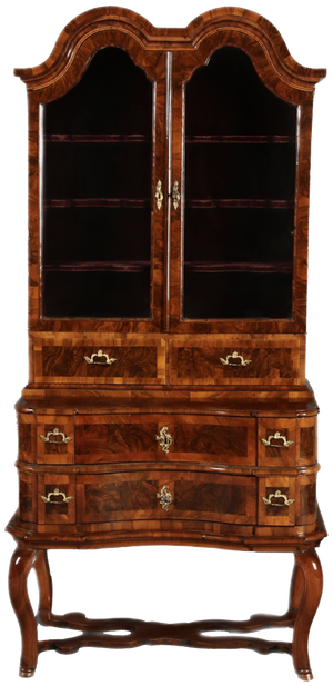 18th Century Baroque Walnut Stollen Showcase, 1750s