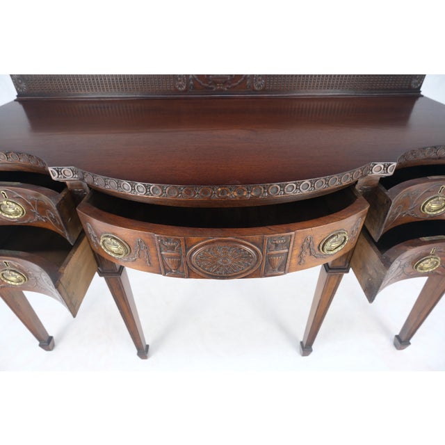 Fine Bench Made Carved Mahogany Serpentine Front Dovetail Drawers Vanity Desk For Sale - Image 12 of 12