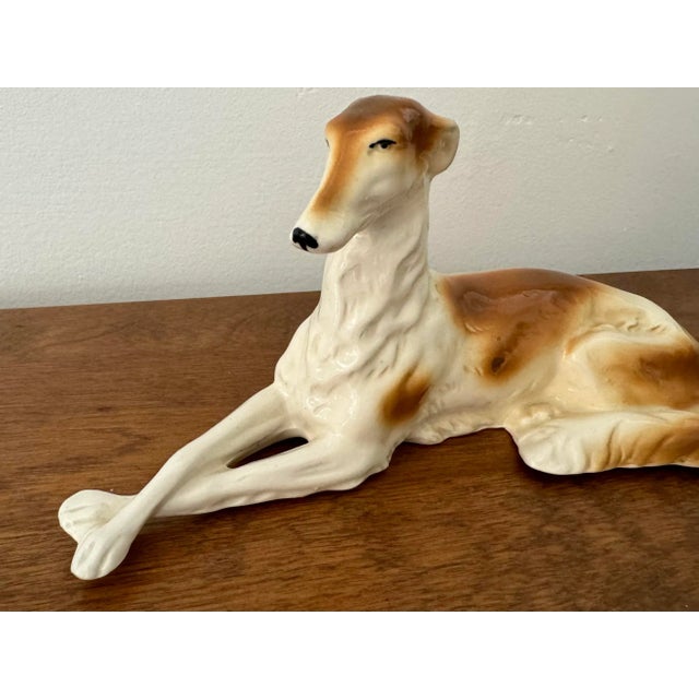English Antique German Porcelain Borzoi Dog Sculpture For Sale - Image 3 of 8