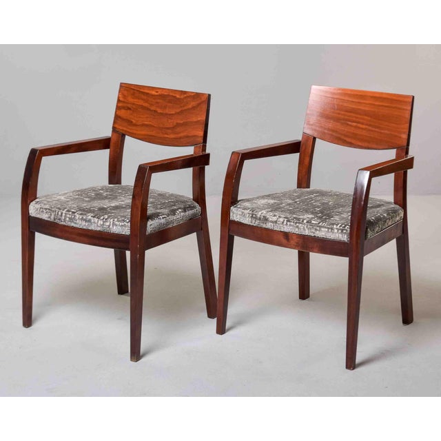 Pair of Art Deco Style Mahogany Armchairs For Sale - Image 4 of 12