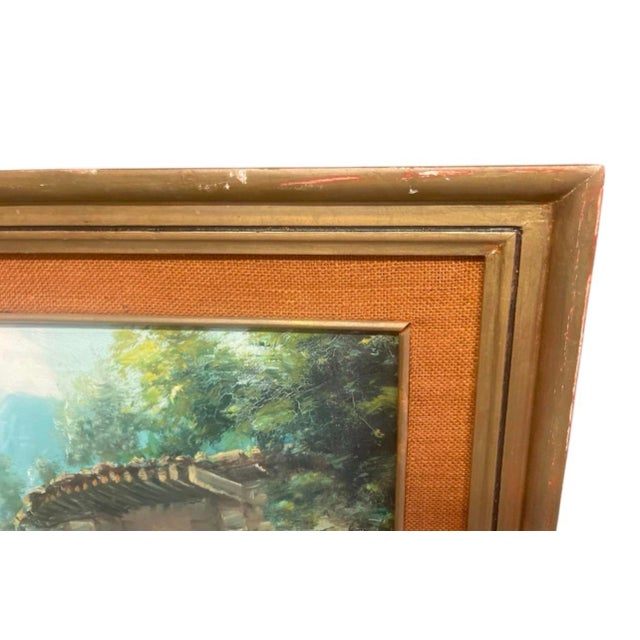 Rustic Antique Painting: Mountain Landscape With Rustic Country Houses For Sale - Image 3 of 12