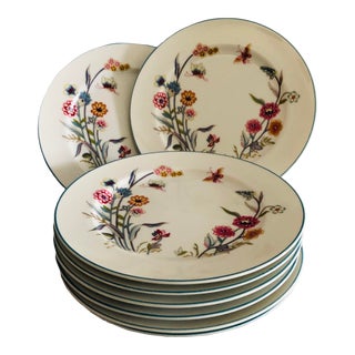 Vintage Jardin by Andrea " Sedek" Pattern Porcelain Plates S/8 For Sale