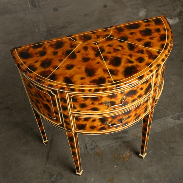 1980s Maitland Smith FAUX-Tortoise-Shell Console Table ‘Trompe L'oeil’ Masterpiece For Sale - Image 14 of 18
