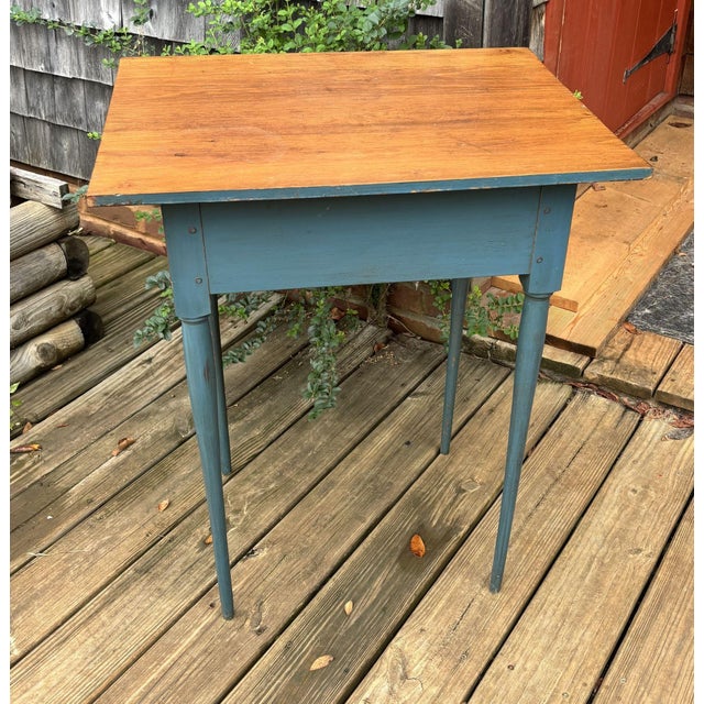 Canterbury Shaker Side Table Blue For Sale - Image 4 of 5