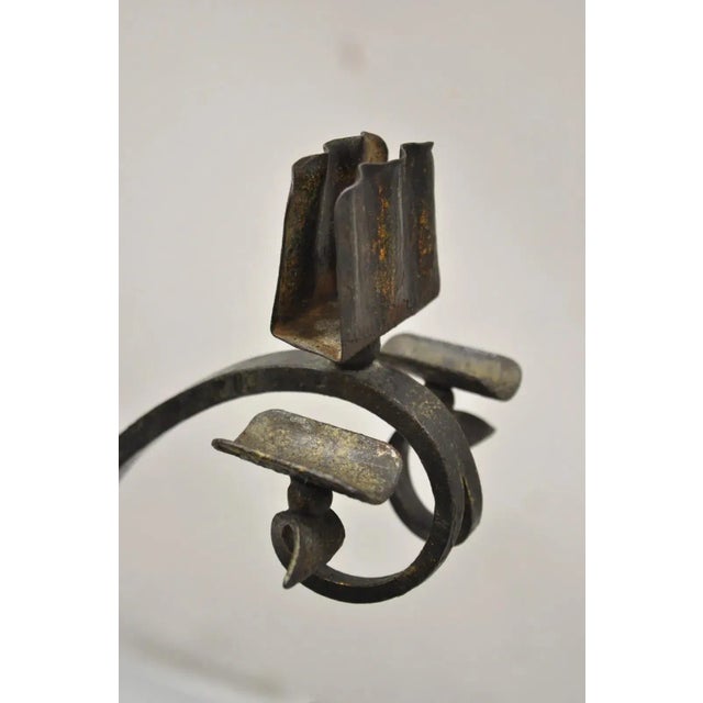 Antique French Art Nouveau Figural Cast Wrought Iron Ashtray Catch All Stand For Sale - Image 4 of 12