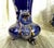 Antique French Cobalt Blue Faience Urns Pair W/ Gilt Swan Handles For Sale - Image 9 of 12