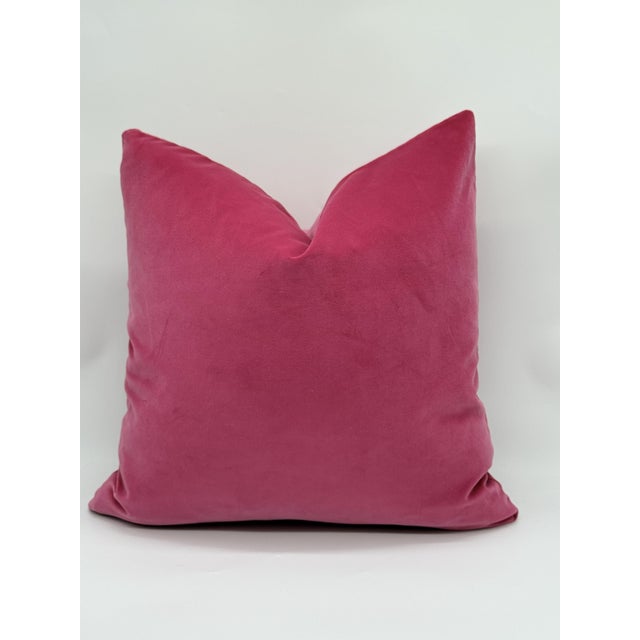 Textile Fuchsia Velvet Decorative Throw Pillow Cover For Sale - Image 7 of 8