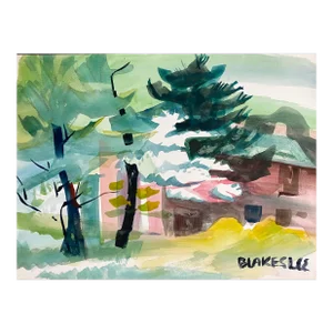 1960s Tina Blakeslee Spring Watercolor Landscape