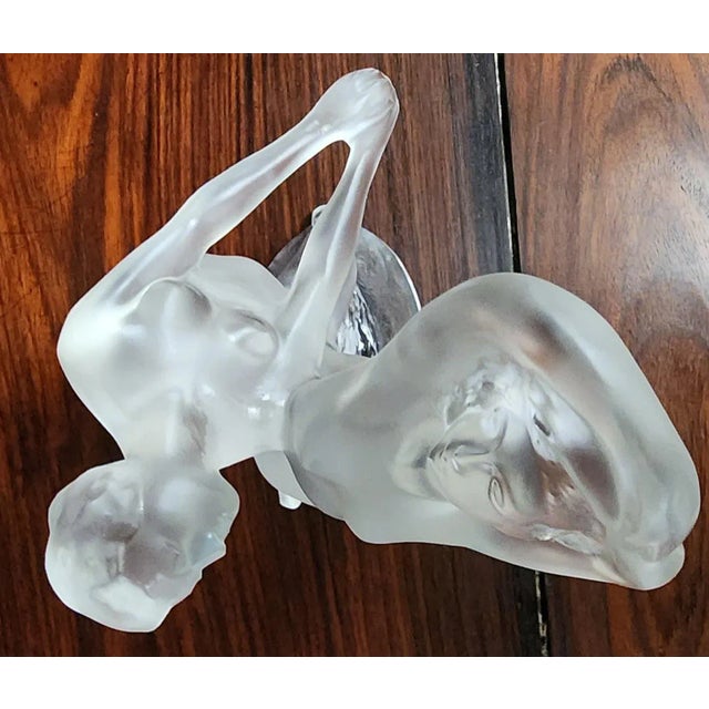 Lalique Vintage Fine French Crystal Figural Group of Two Dancing Female Nudes For Sale - Image 10 of 13