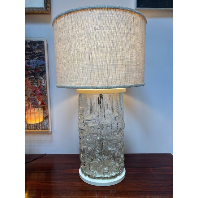 Mid-Century Modern 1960s Swedish Molded Glass Table Lamp For Sale - Image 3 of 10