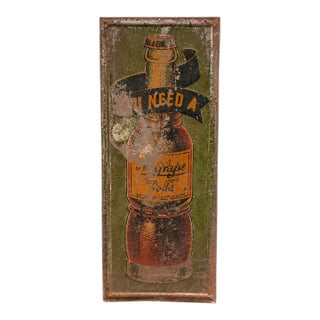 Antique Nu-Grape Embossed Painted Tin Advertising Sign For Sale