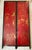 Red Mid Century Four-Panel Deep Red/Gold Chinoiserie Screen With Decorated Black Boarder For Sale - Image 8 of 18